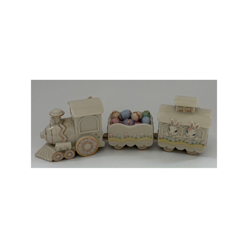 Lenox Occasions Easter Train Set 3 Piece Bunny Eggs Ivory China Gold Trim